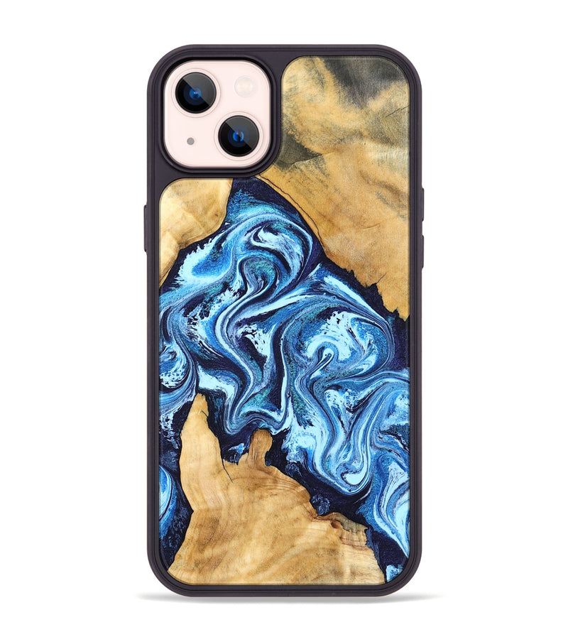 iPhone 14 Plus Wood Phone Case - Becky (Blue, 827028)