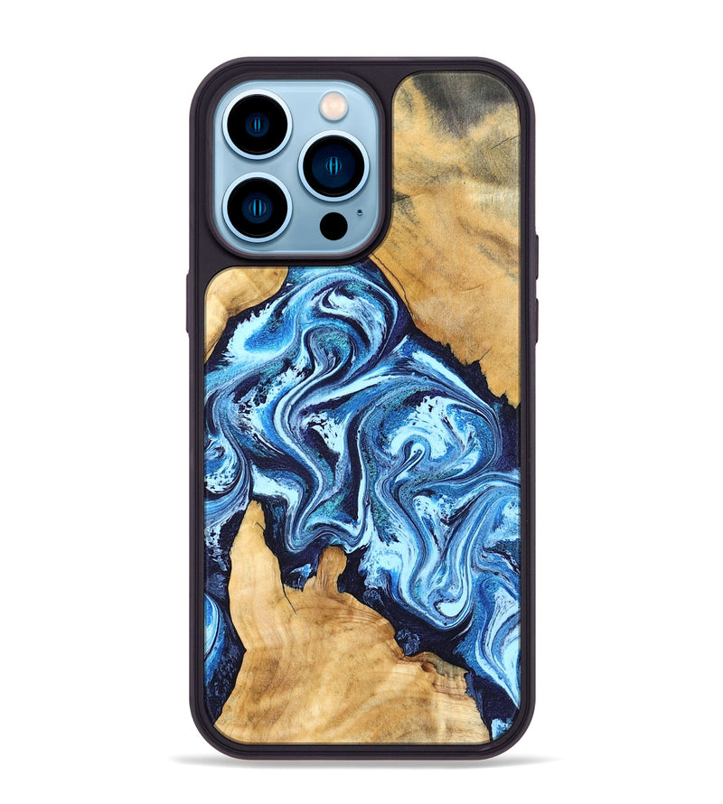 iPhone 14 Pro Max Wood Phone Case - Becky (Blue, 827028)