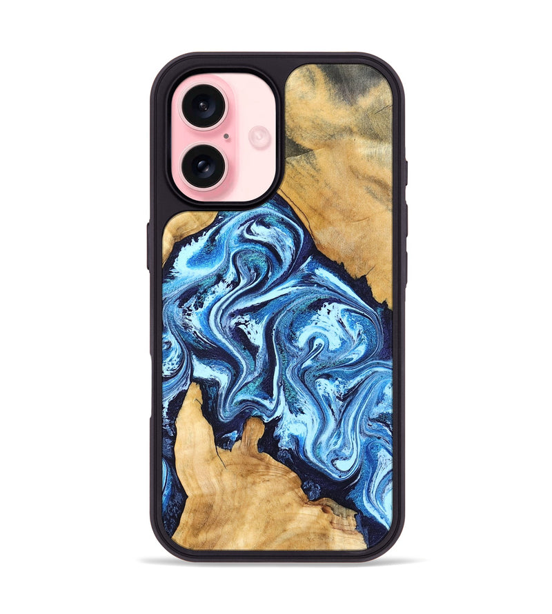 iPhone 16 Wood Phone Case - Becky (Blue, 827028)