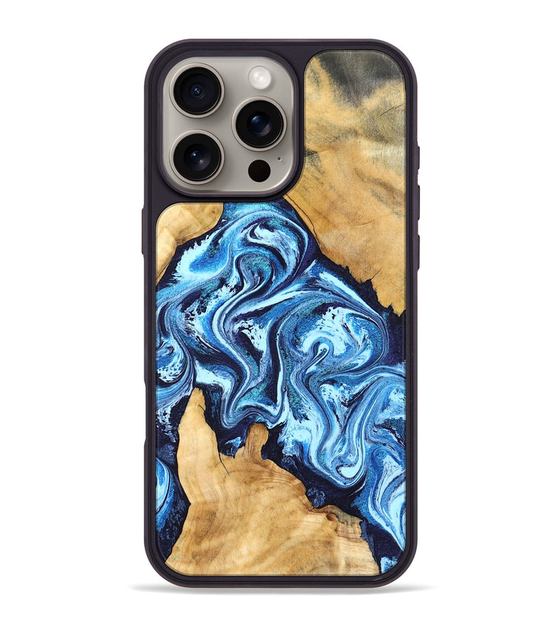 iPhone 16 Pro Max Wood Phone Case - Becky (Blue, 827028)