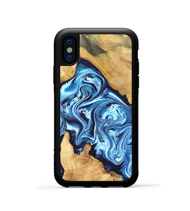 iPhone Xs Wood Phone Case - Becky (Blue, 827028)