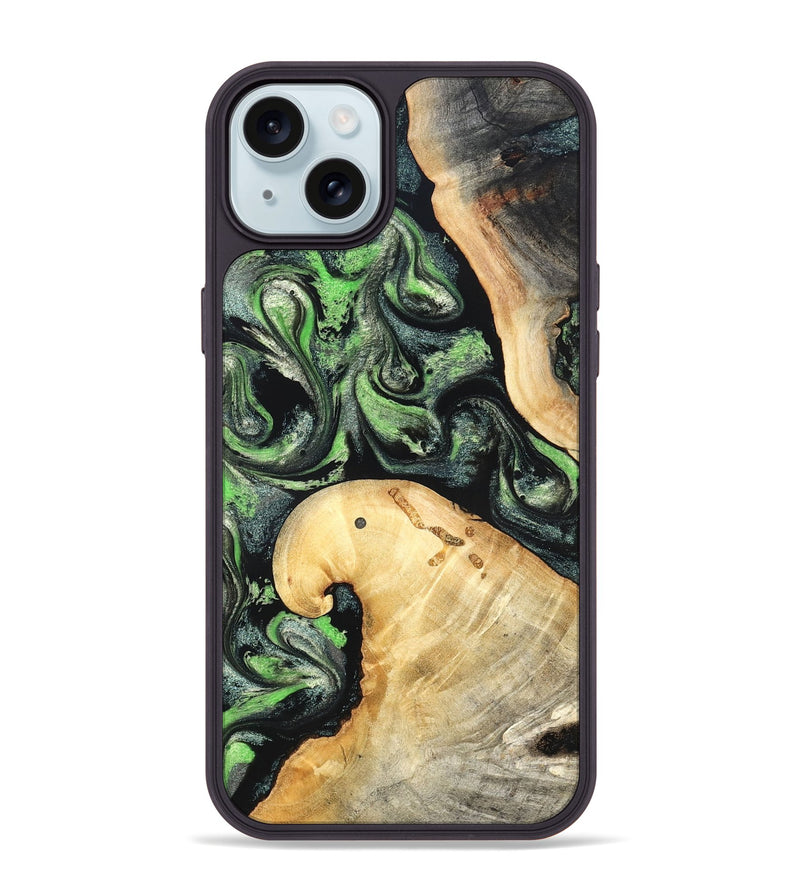 iPhone 15 Plus Wood Phone Case - Poppy (Green, 827031)