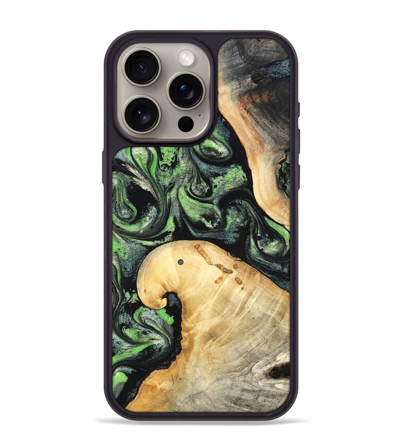 iPhone 15 Pro Max Wood Phone Case - Poppy (Green, 827031)
