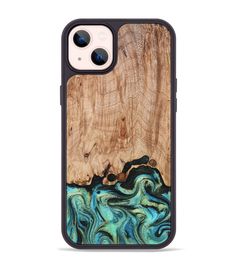iPhone 14 Plus Wood Phone Case - Omar (Green, 827035)