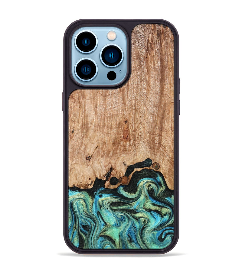 iPhone 14 Pro Max Wood Phone Case - Omar (Green, 827035)