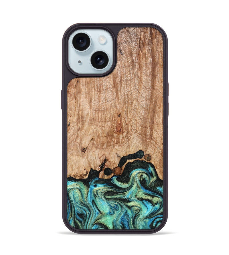 iPhone 15 Wood Phone Case - Omar (Green, 827035)