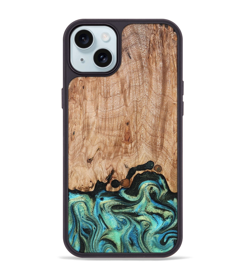 iPhone 15 Plus Wood Phone Case - Omar (Green, 827035)