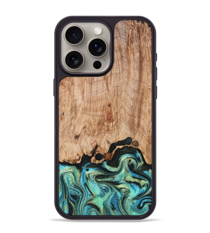 iPhone 15 Pro Max Wood Phone Case - Omar (Green, 827035)
