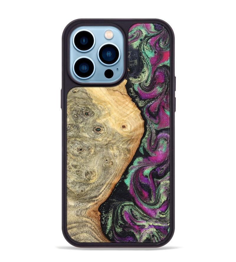 iPhone 14 Pro Max Wood Phone Case - Antwan (Green, 827036)