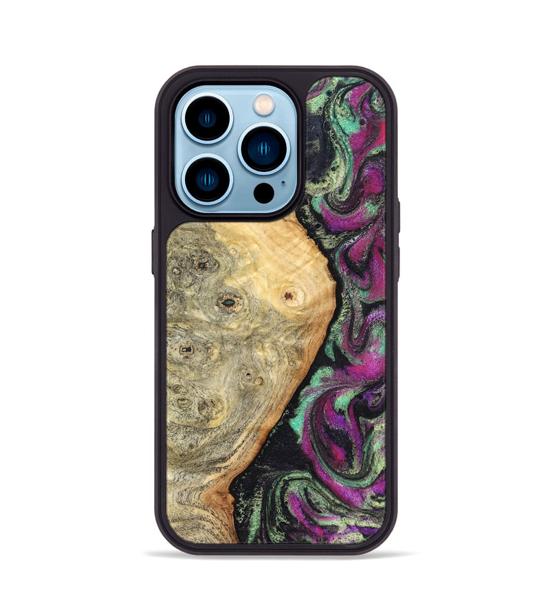 iPhone 14 Pro Wood Phone Case - Antwan (Green, 827036)