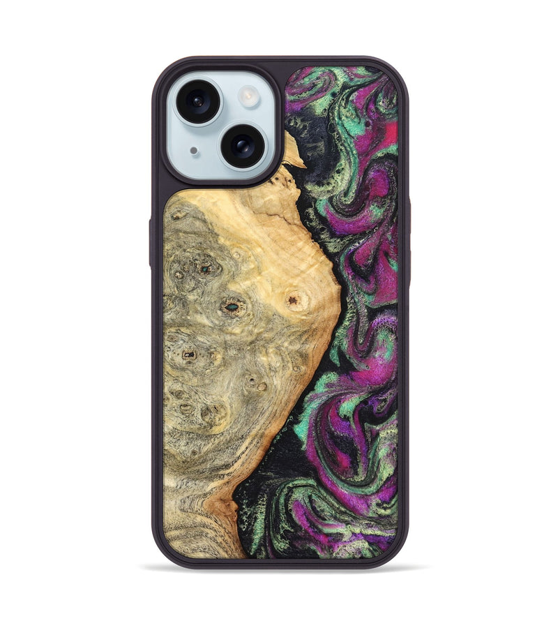 iPhone 15 Wood Phone Case - Antwan (Green, 827036)