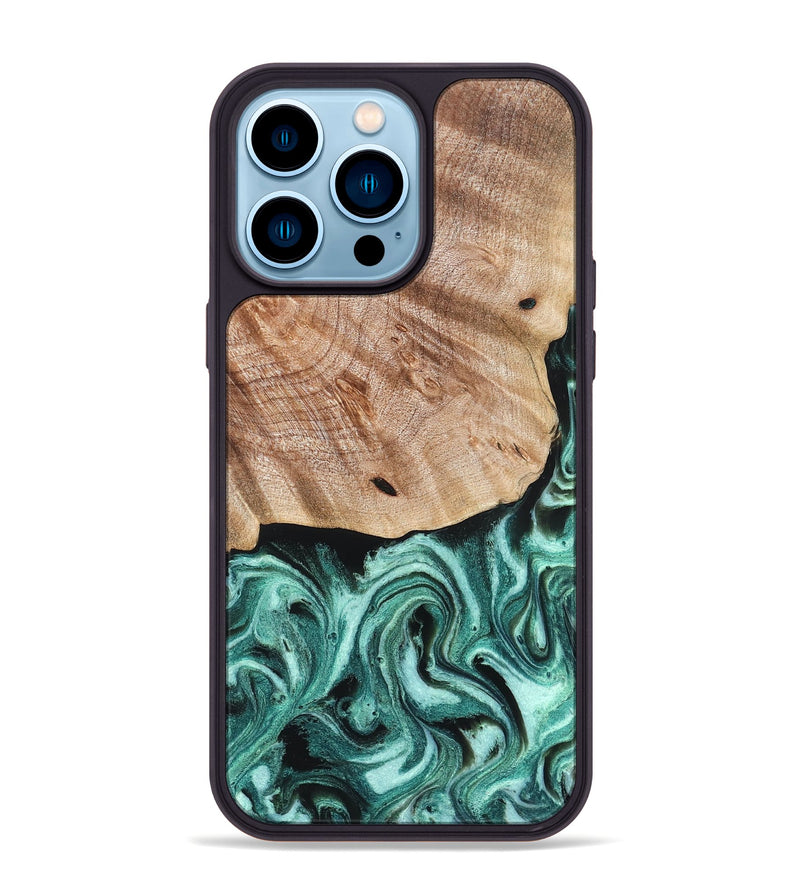 iPhone 14 Pro Max Wood Phone Case - Marlo (Green, 827037)