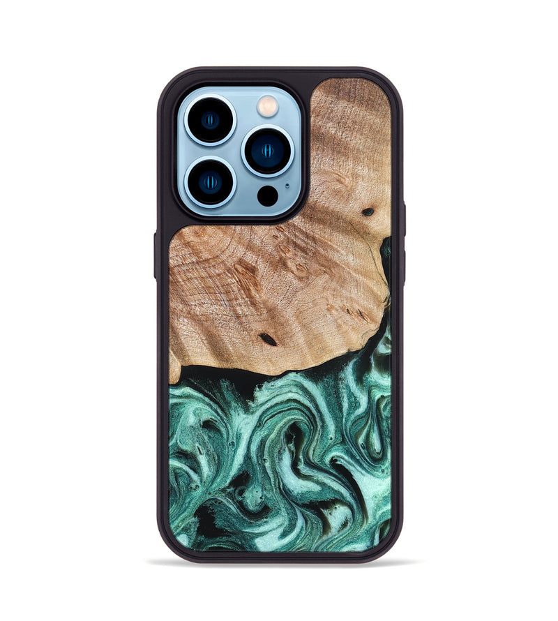 iPhone 14 Pro Wood Phone Case - Marlo (Green, 827037)