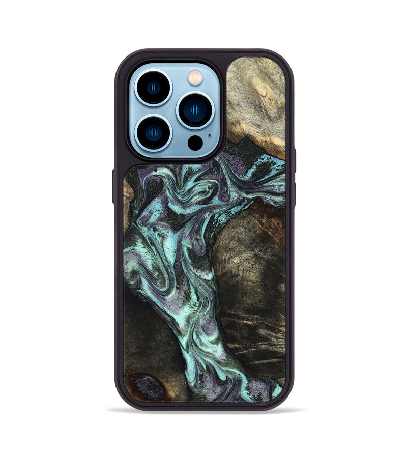 iPhone 14 Pro Wood Phone Case - Florene (Green, 827039)