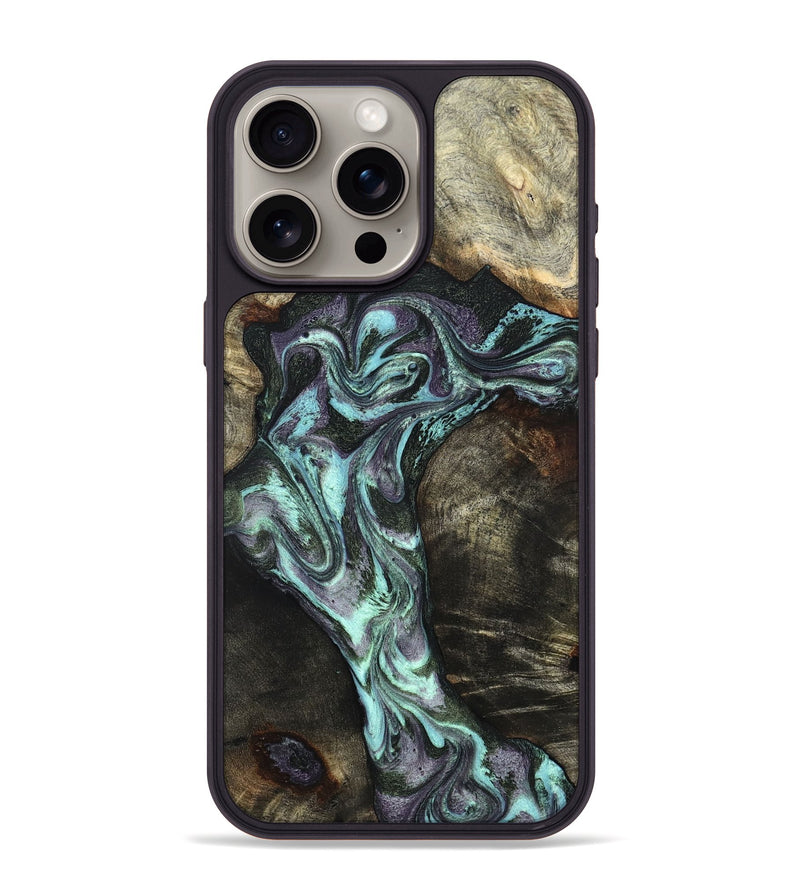 iPhone 15 Pro Max Wood Phone Case - Florene (Green, 827039)
