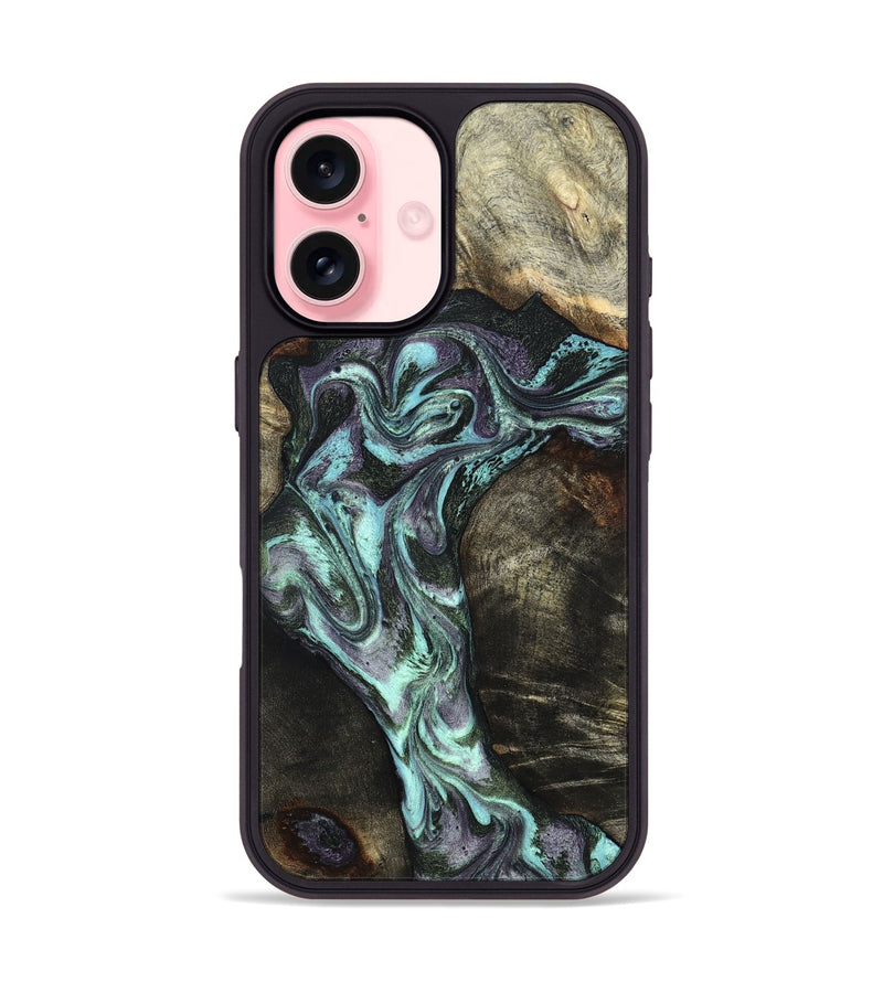 iPhone 16 Wood Phone Case - Florene (Green, 827039)