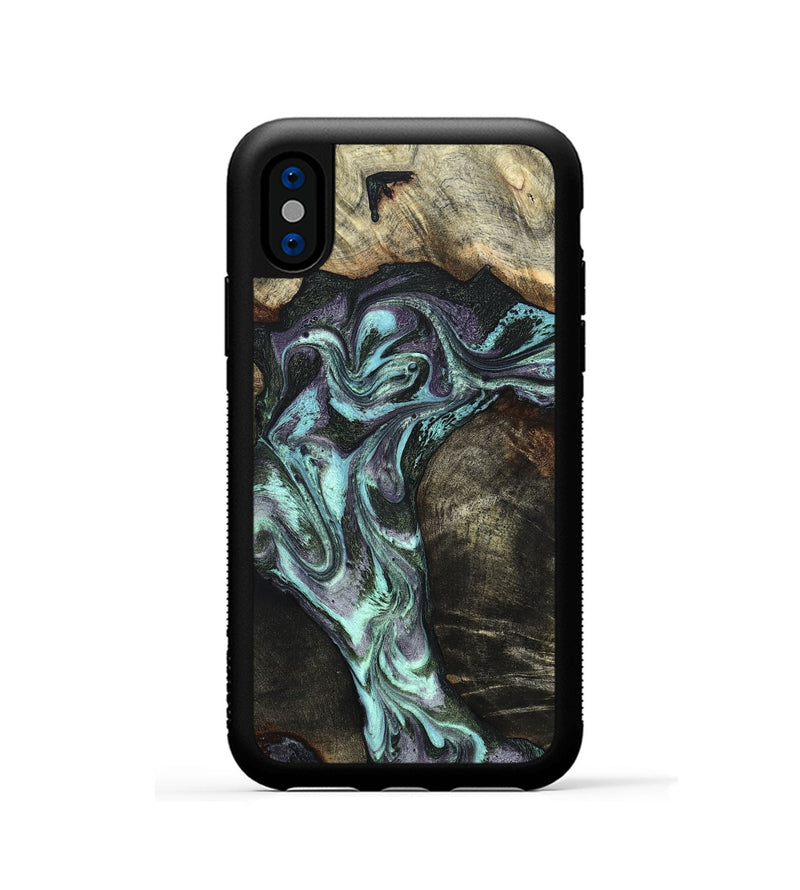 iPhone Xs Wood Phone Case - Florene (Green, 827039)