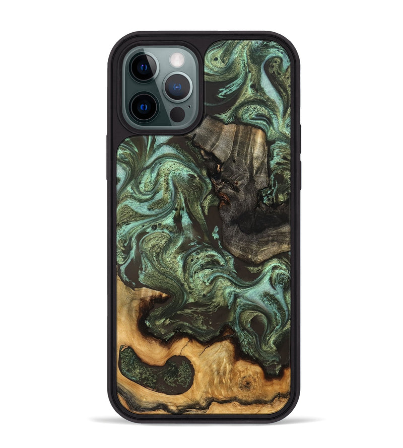 iPhone 12 Pro Max Wood Phone Case - Emogene (Green, 827041)