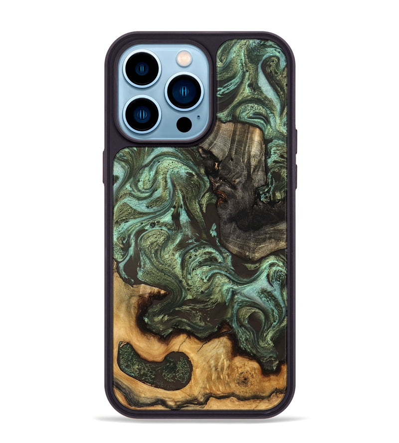 iPhone 14 Pro Max Wood Phone Case - Emogene (Green, 827041)