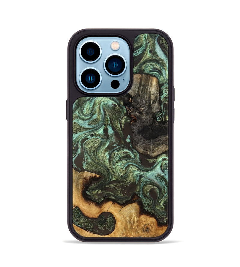 iPhone 14 Pro Wood Phone Case - Emogene (Green, 827041)