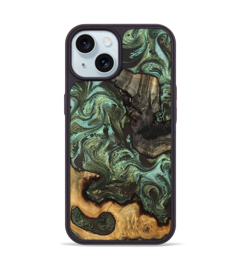 iPhone 15 Wood Phone Case - Emogene (Green, 827041)