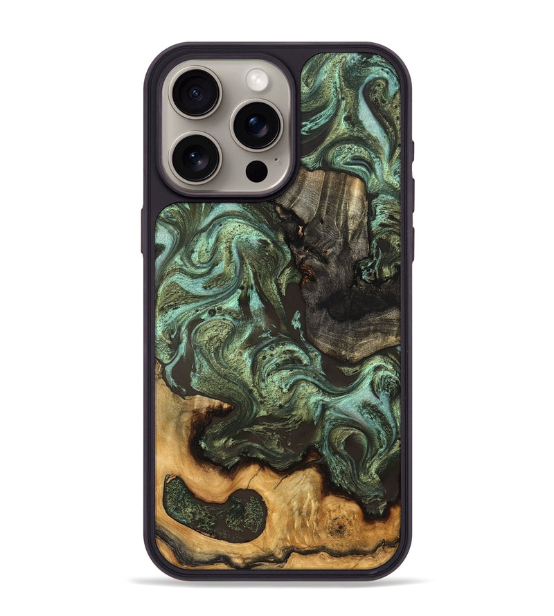 iPhone 15 Pro Max Wood Phone Case - Emogene (Green, 827041)