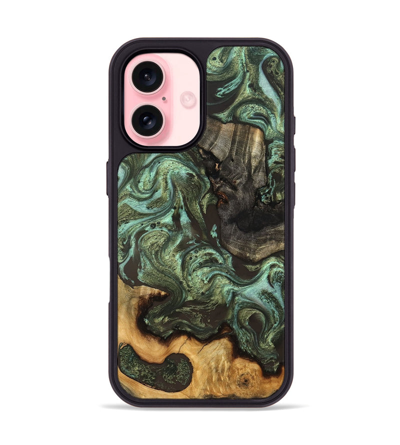 iPhone 16 Wood Phone Case - Emogene (Green, 827041)