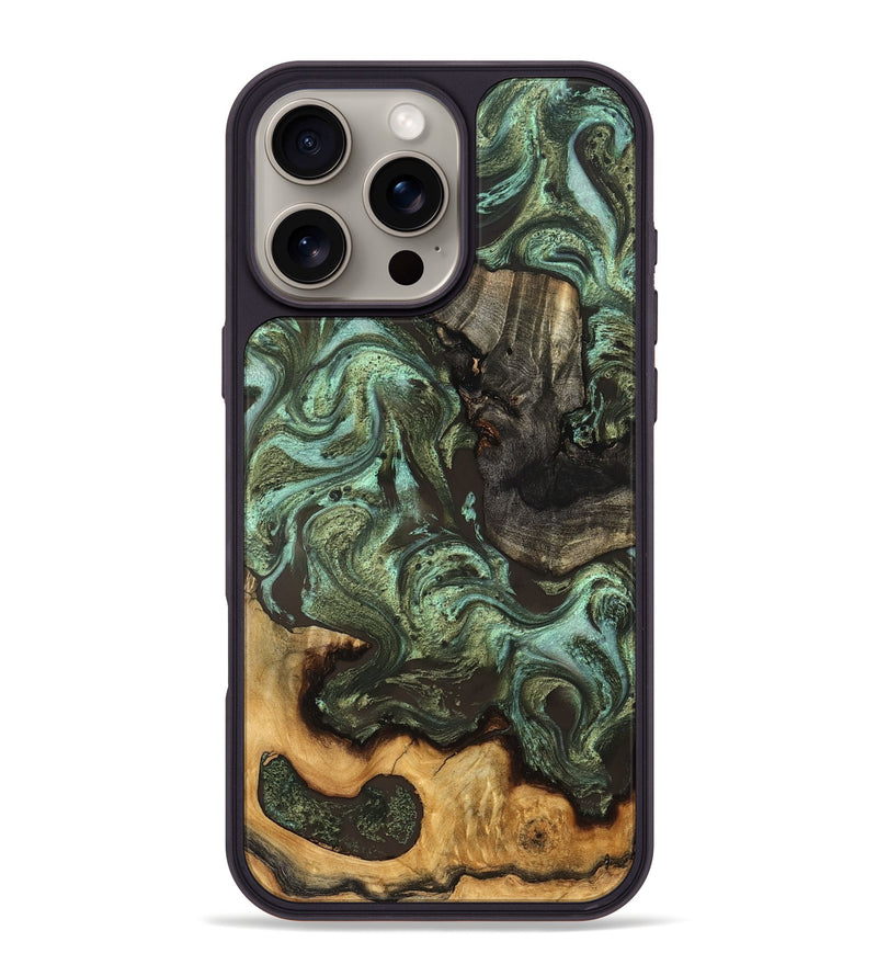 iPhone 16 Pro Max Wood Phone Case - Emogene (Green, 827041)