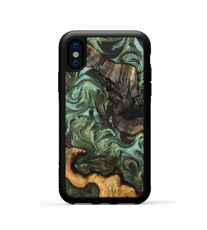 iPhone Xs Wood Phone Case - Emogene (Green, 827041)