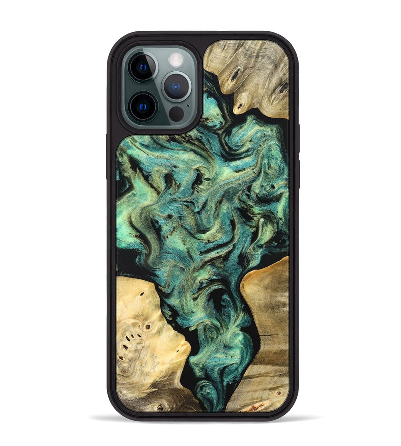 iPhone 12 Pro Max Wood Phone Case - Akeem (Green, 827042)