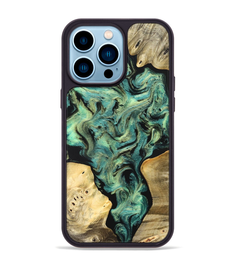 iPhone 14 Pro Max Wood Phone Case - Akeem (Green, 827042)