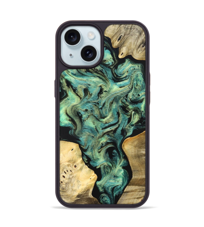 iPhone 15 Wood Phone Case - Akeem (Green, 827042)