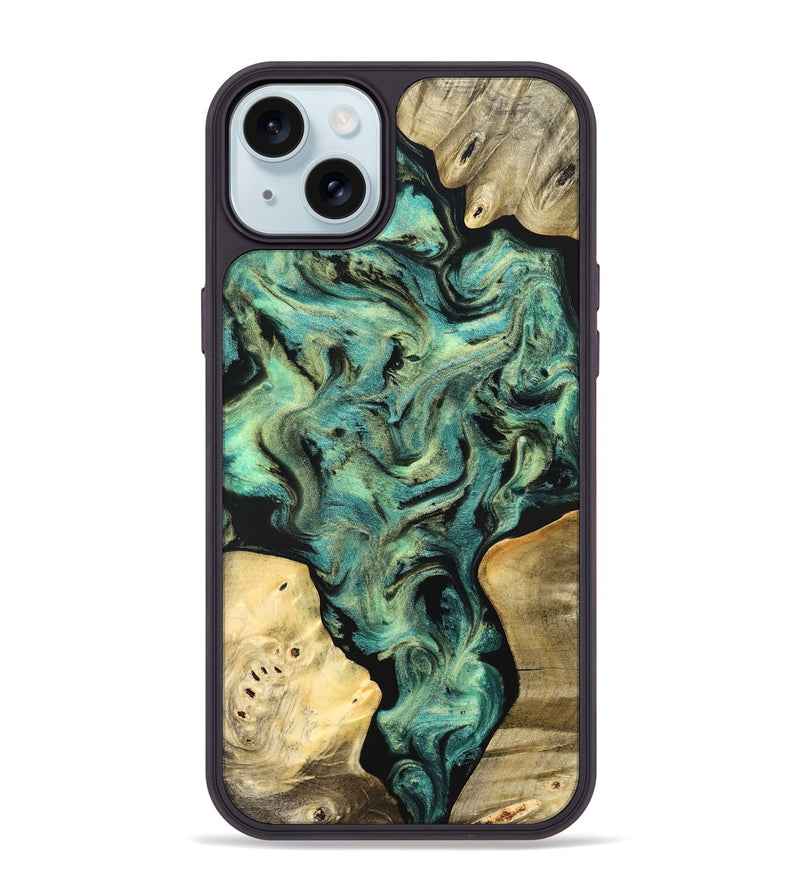 iPhone 15 Plus Wood Phone Case - Akeem (Green, 827042)