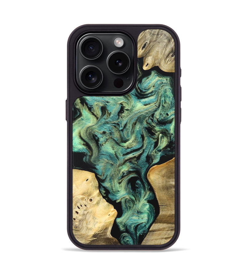 iPhone 15 Pro Wood Phone Case - Akeem (Green, 827042)