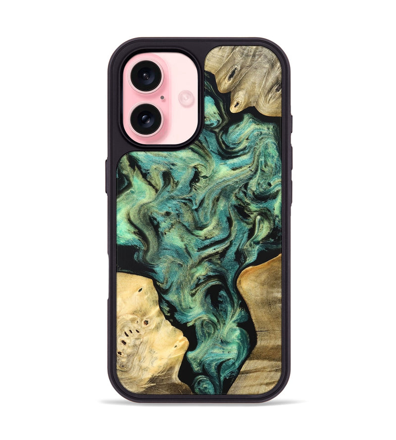 iPhone 16 Wood Phone Case - Akeem (Green, 827042)