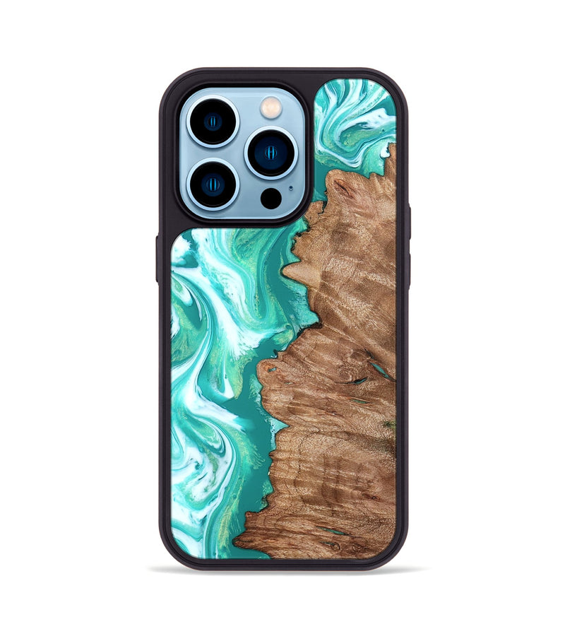 iPhone 14 Pro Wood Phone Case - Kaeli (Green, 827043)