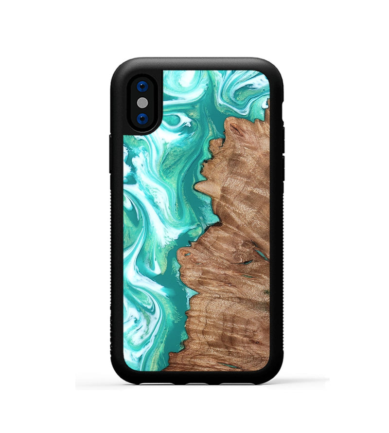 iPhone Xs Wood Phone Case - Kaeli (Green, 827043)