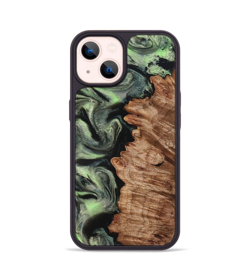 iPhone 14 Wood Phone Case - Noah (Green, 827045)