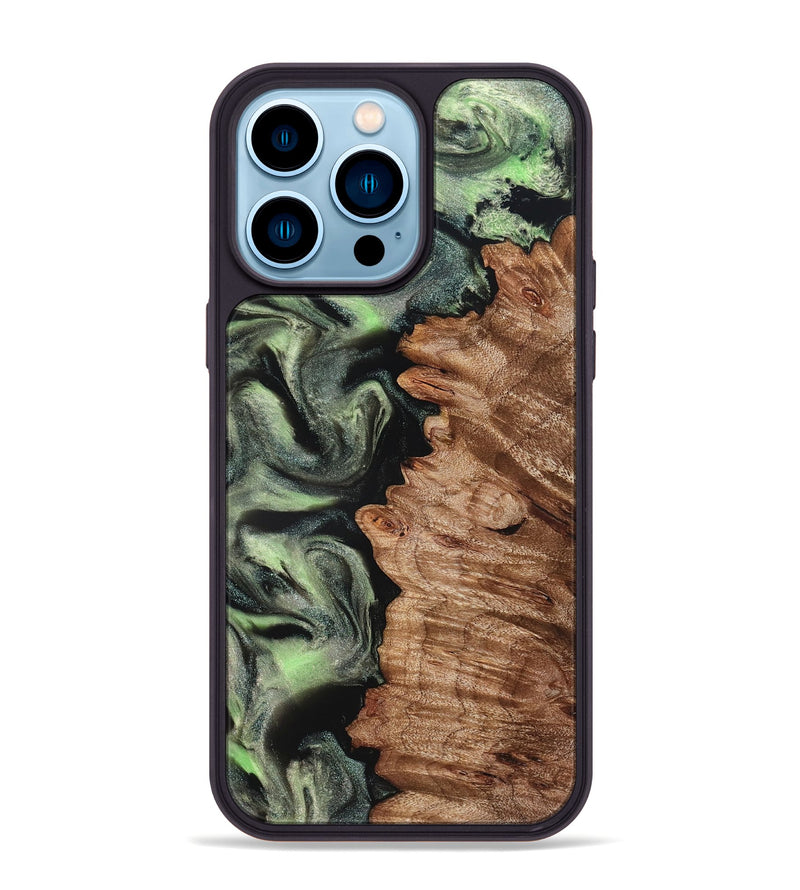 iPhone 14 Pro Max Wood Phone Case - Noah (Green, 827045)