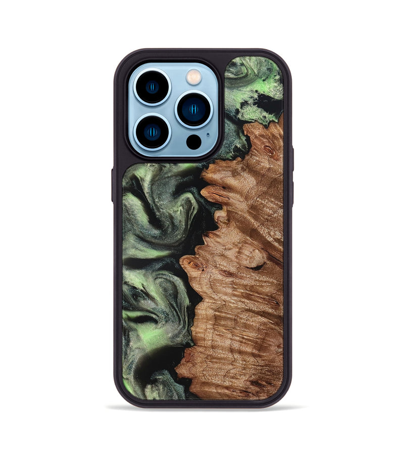 iPhone 14 Pro Wood Phone Case - Noah (Green, 827045)