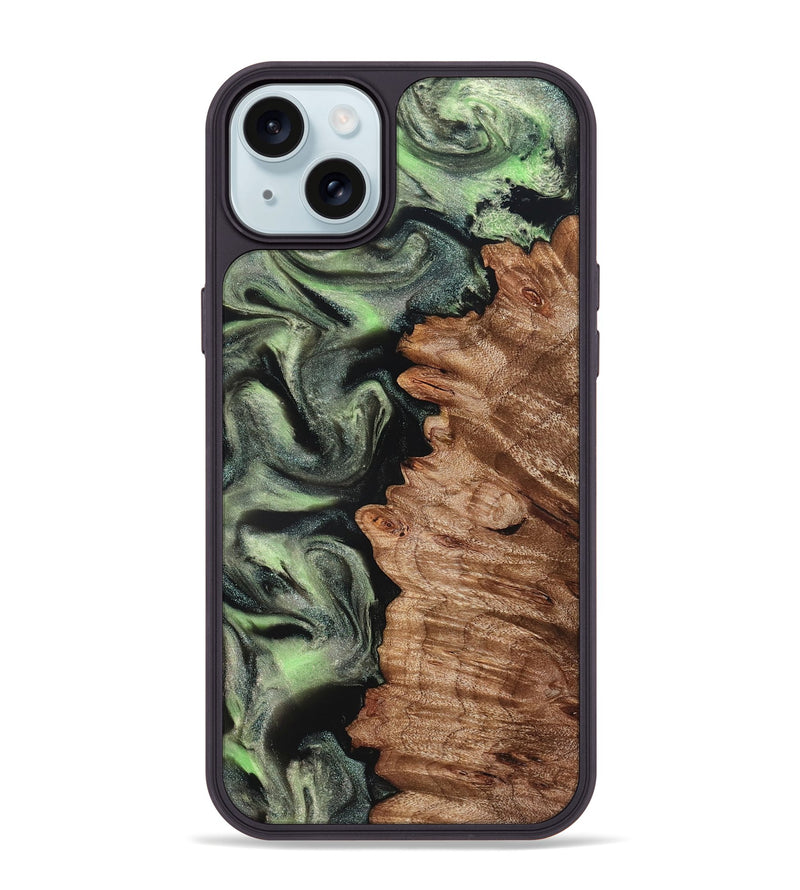 iPhone 15 Plus Wood Phone Case - Noah (Green, 827045)