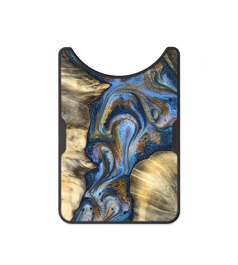Alloy Wood Wallet - Arjun (Teal & Gold, 827051)
