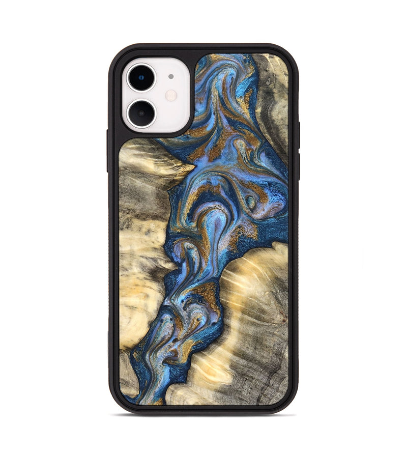 iPhone 11 Wood Phone Case - Arjun (Teal & Gold, 827051)