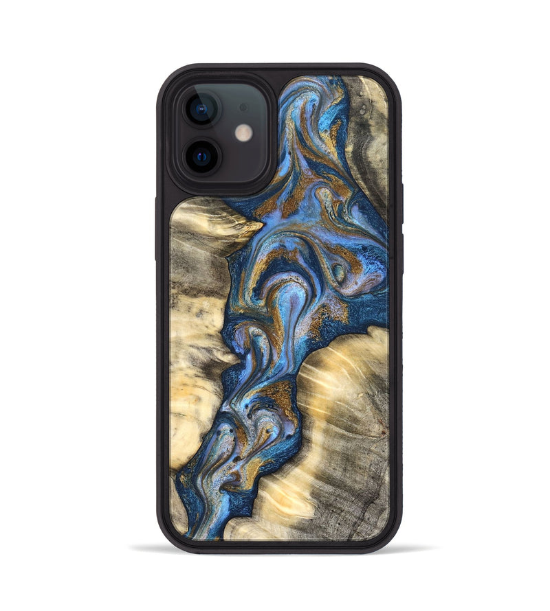 iPhone 12 Wood Phone Case - Arjun (Teal & Gold, 827051)