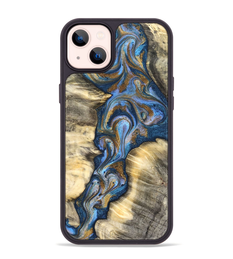iPhone 14 Plus Wood Phone Case - Arjun (Teal & Gold, 827051)