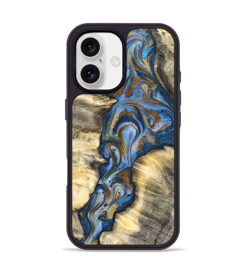iPhone 17 Wood Phone Case - Arjun (Teal & Gold, 827051)