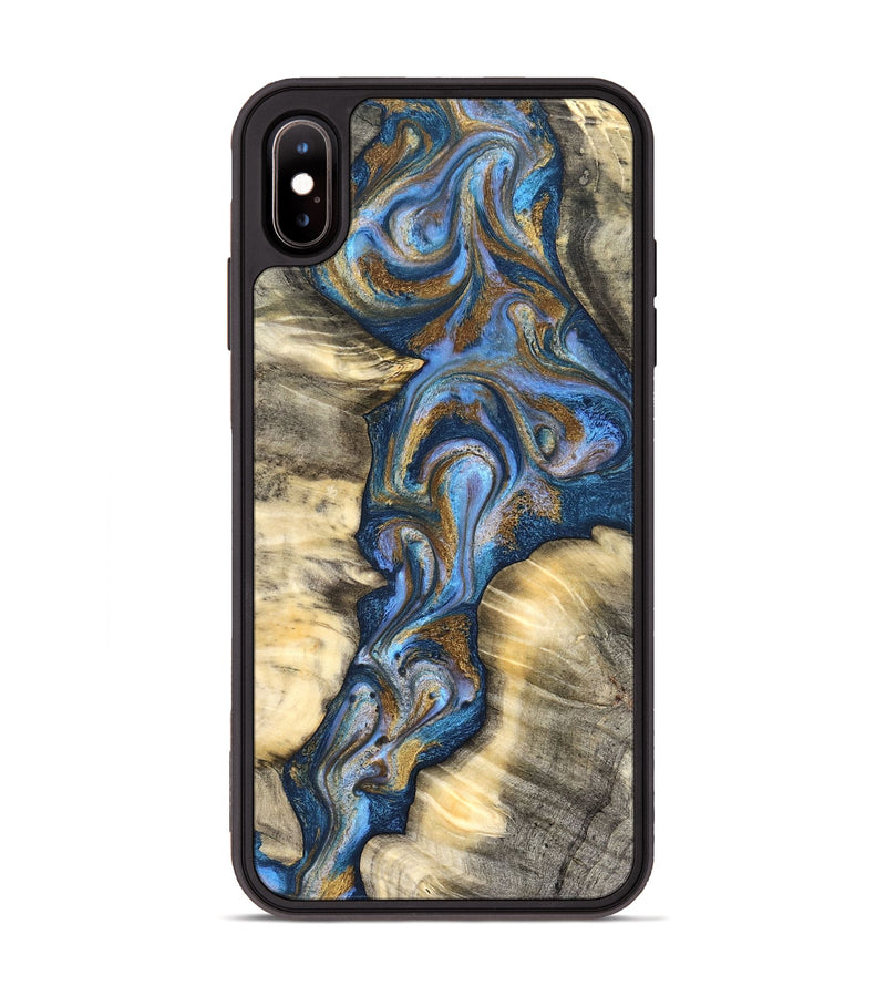 iPhone Xs Max Wood Phone Case - Arjun (Teal & Gold, 827051)