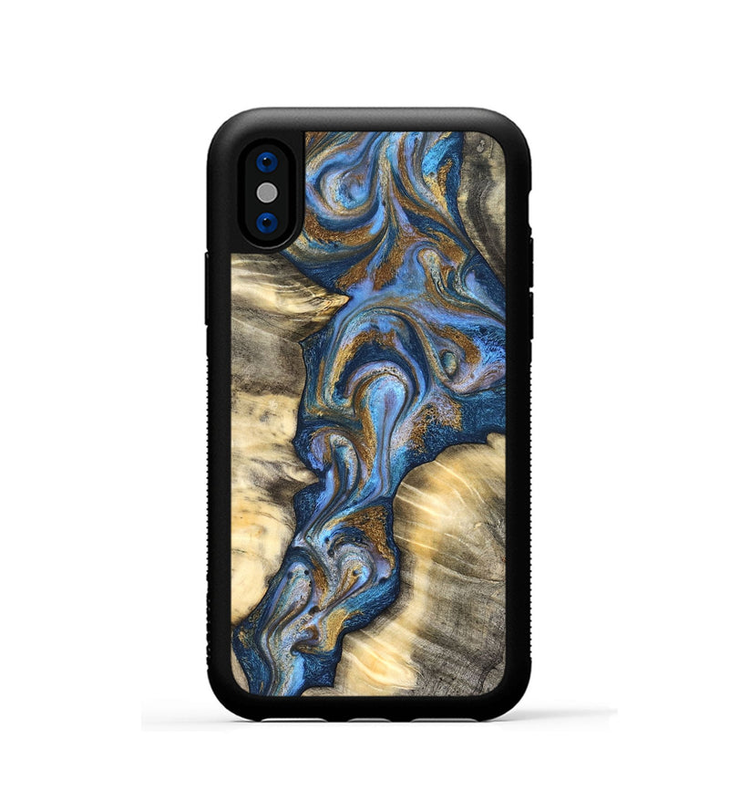 iPhone Xs Wood Phone Case - Arjun (Teal & Gold, 827051)