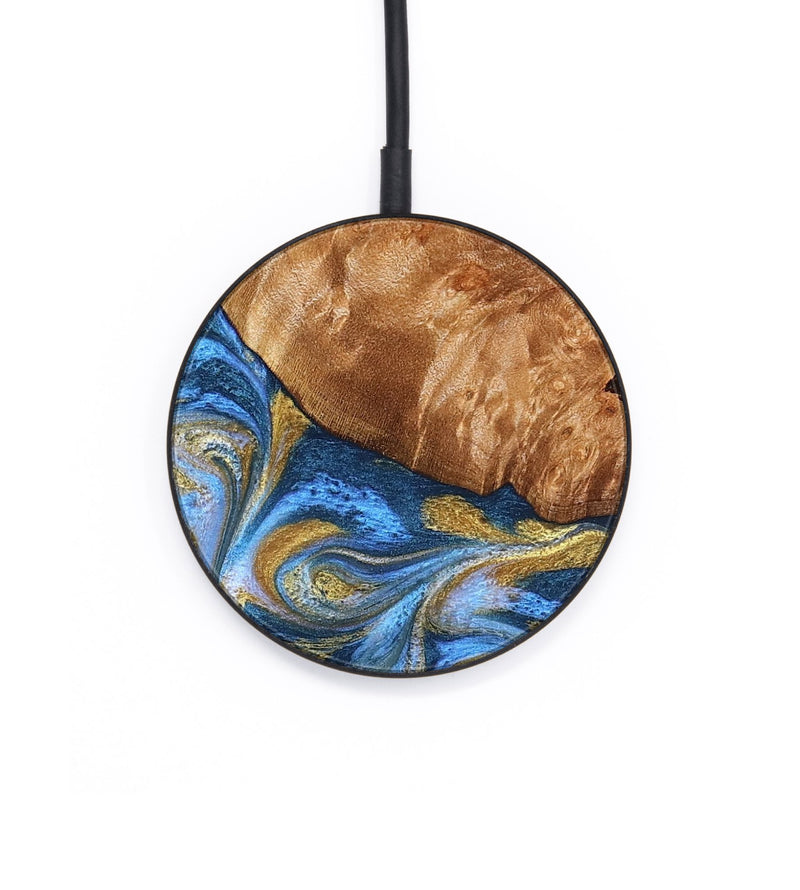 Circle Wood Wireless Charger - Samir (Teal & Gold, 827053)