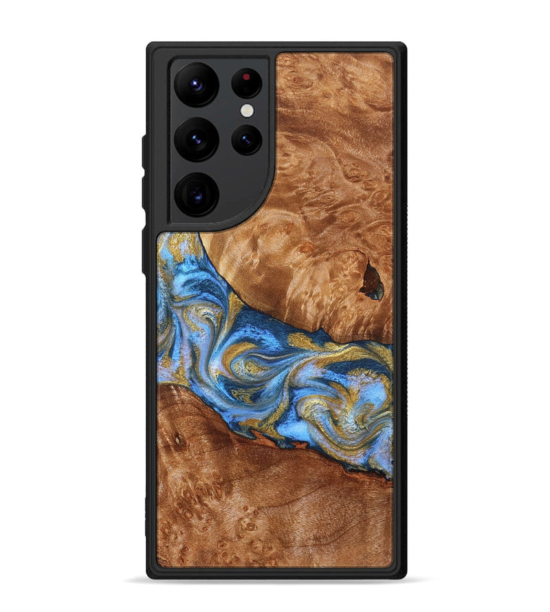 Galaxy S22 Ultra Wood Phone Case - Samir (Teal & Gold, 827053)